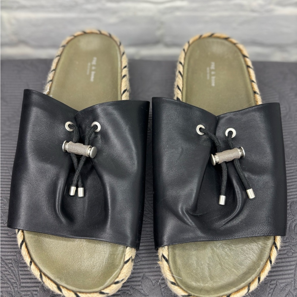 Rag & Bone Black Espadrilles with Bow Detail